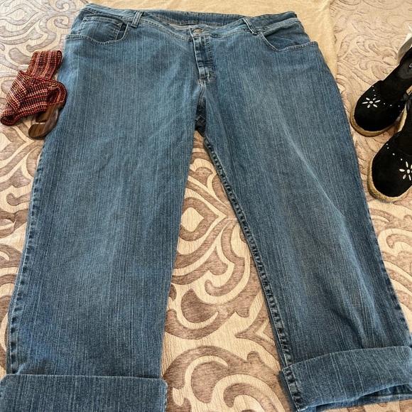 Crop Jeans Women's 24WP Relaxed Fit Blue Cuffed Cotton Stretch - Picture 2 of 8